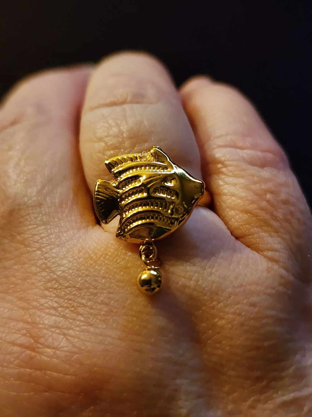 Gold Fish Charm Ring - Pets Fish Accessory